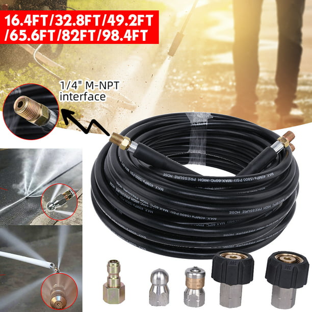 15/30M 1/4'' M-NPT Hose Sewer Line and Drain Jetter Kit W/Sewer Nozzle & Adapter